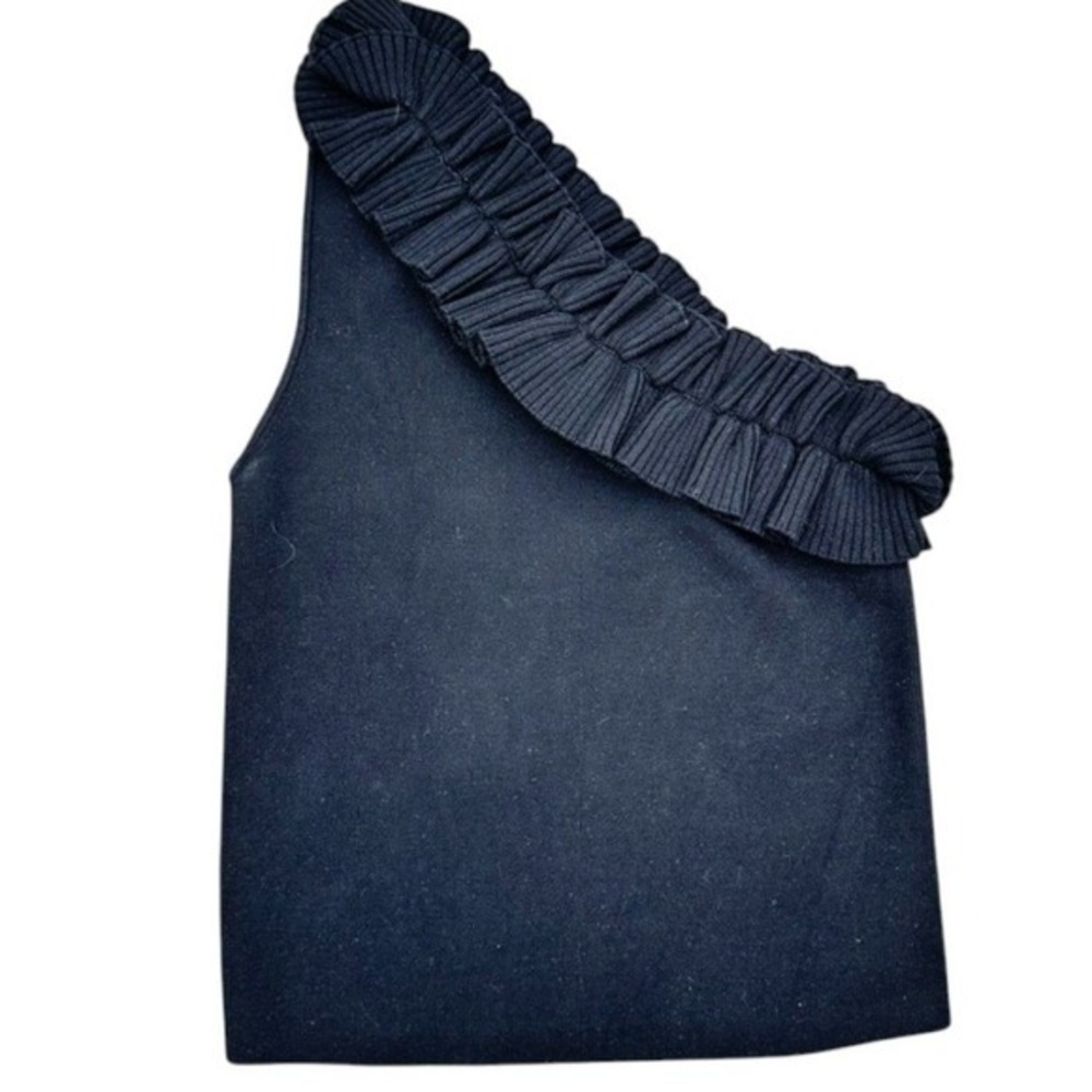 Milly One Shoulder Top Ruffle Flounced Asymmetrical Date Night Size L NWT